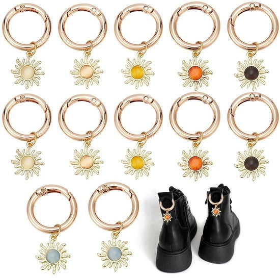 Charms per Scarpe 12 pezzi - Appoggio a forma di sole - Legering - Accessori per scarpe DIY - Veergespen - 48 mm Lungo
