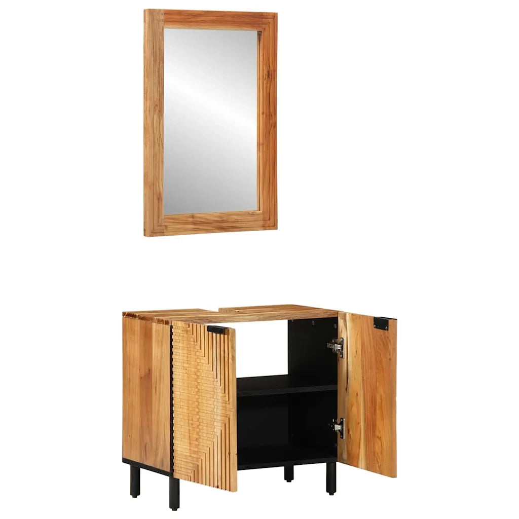 Set di mobili per il bagno con lo scaffale 2 pcs Marrone 3310012
