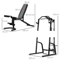 Stazione Fitness Multifunzione 152x105x212 cm in Acciaio Nero