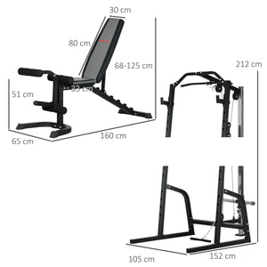 Stazione Fitness Multifunzione 152x105x212 cm in Acciaio Nero