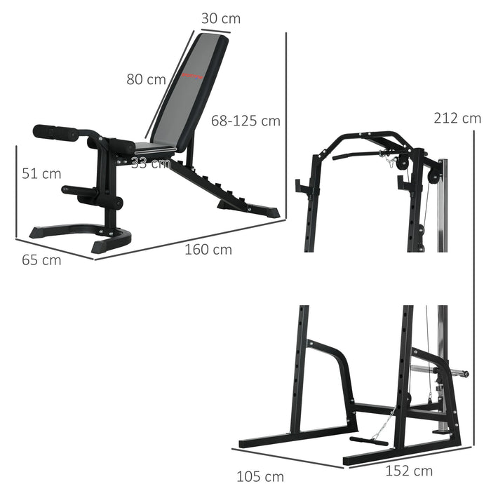 Stazione Fitness Multifunzione 152x105x212 cm in Acciaio Nero