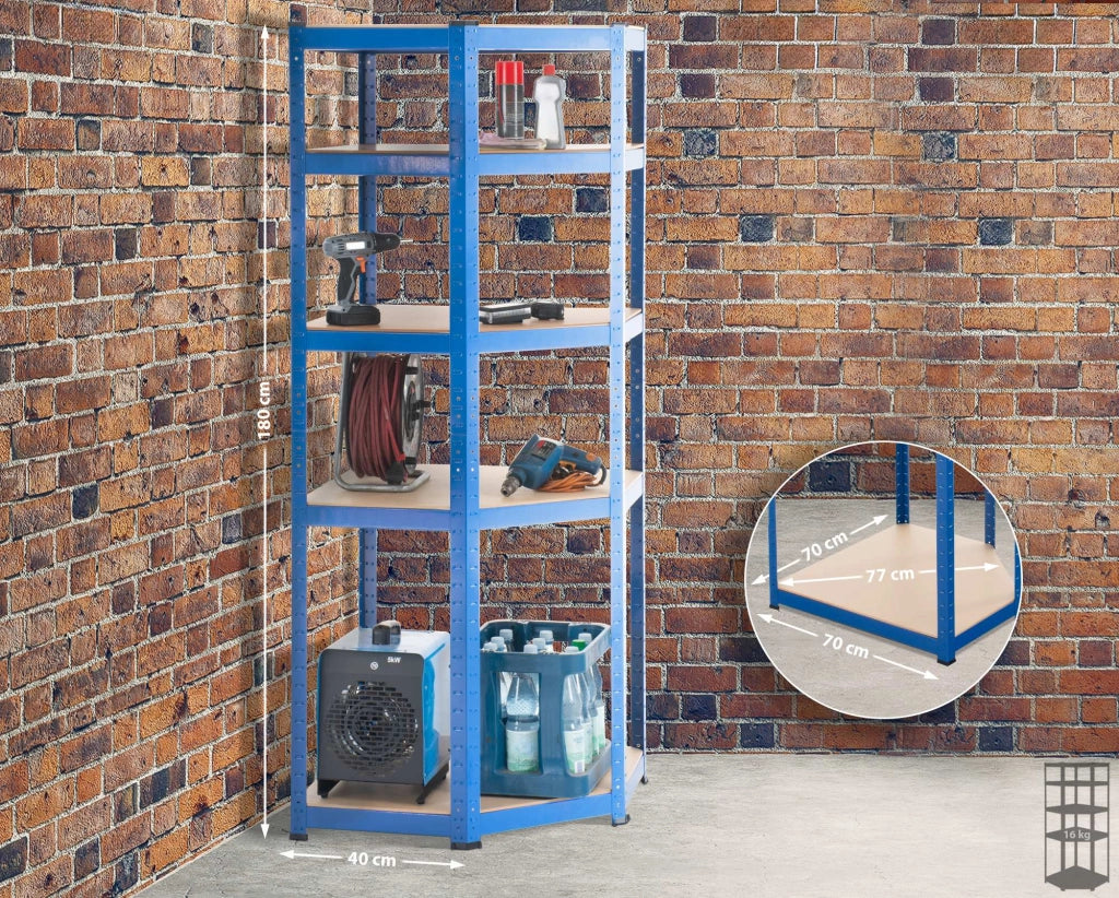 Scaffale Angolare FLINT in Metallo blu,100x80x180 cm