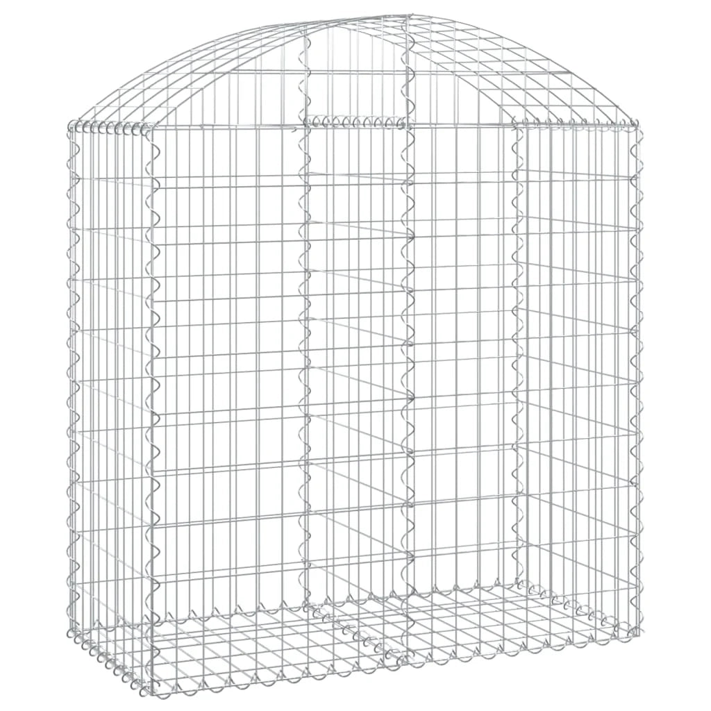 Cesto gabbione recinzione a gabbia muro di contenimento ad arco 100 x 50 x 100/120 cm ferro zincato argento 02_0039960