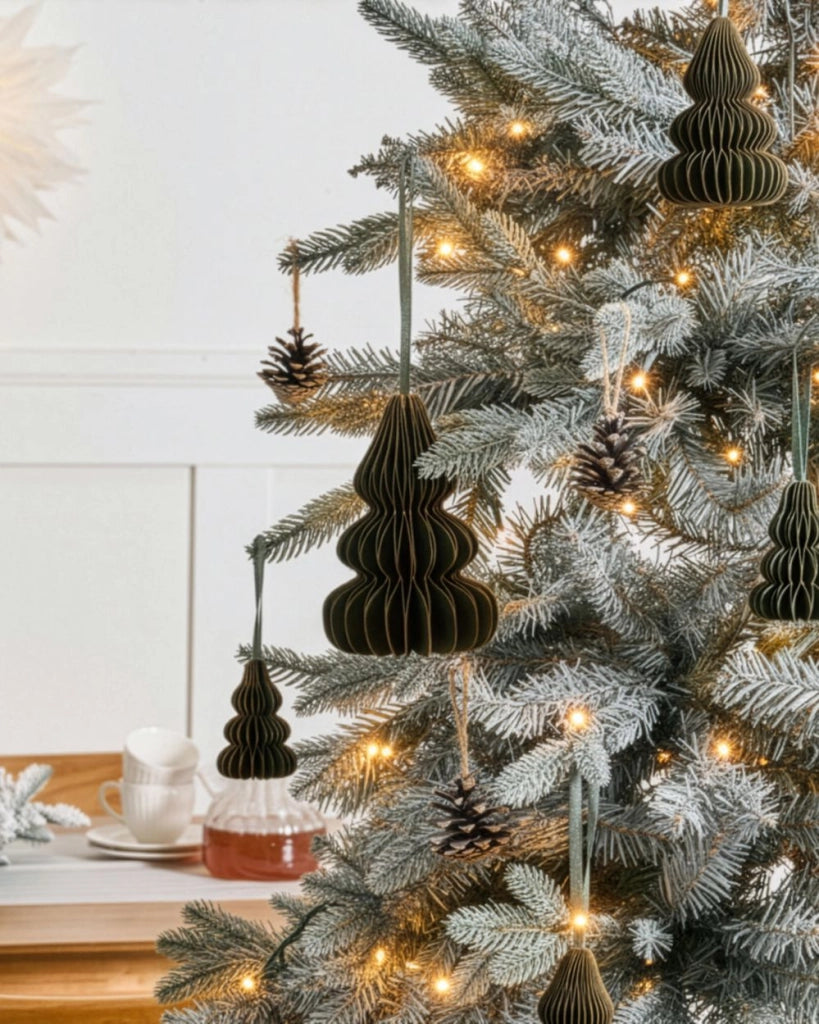Set di 19 palline natalizie in carta a nido d'ape verde Ornamenti da appendere Decorazioni 3D per Natale