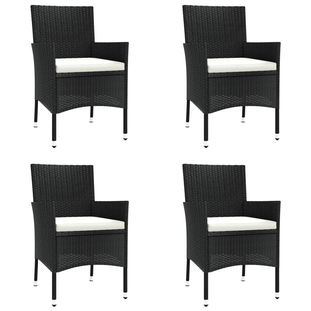 Set da Pranzo da Giardino 5 pz Nero con Cuscini in Polyrattan 3187390