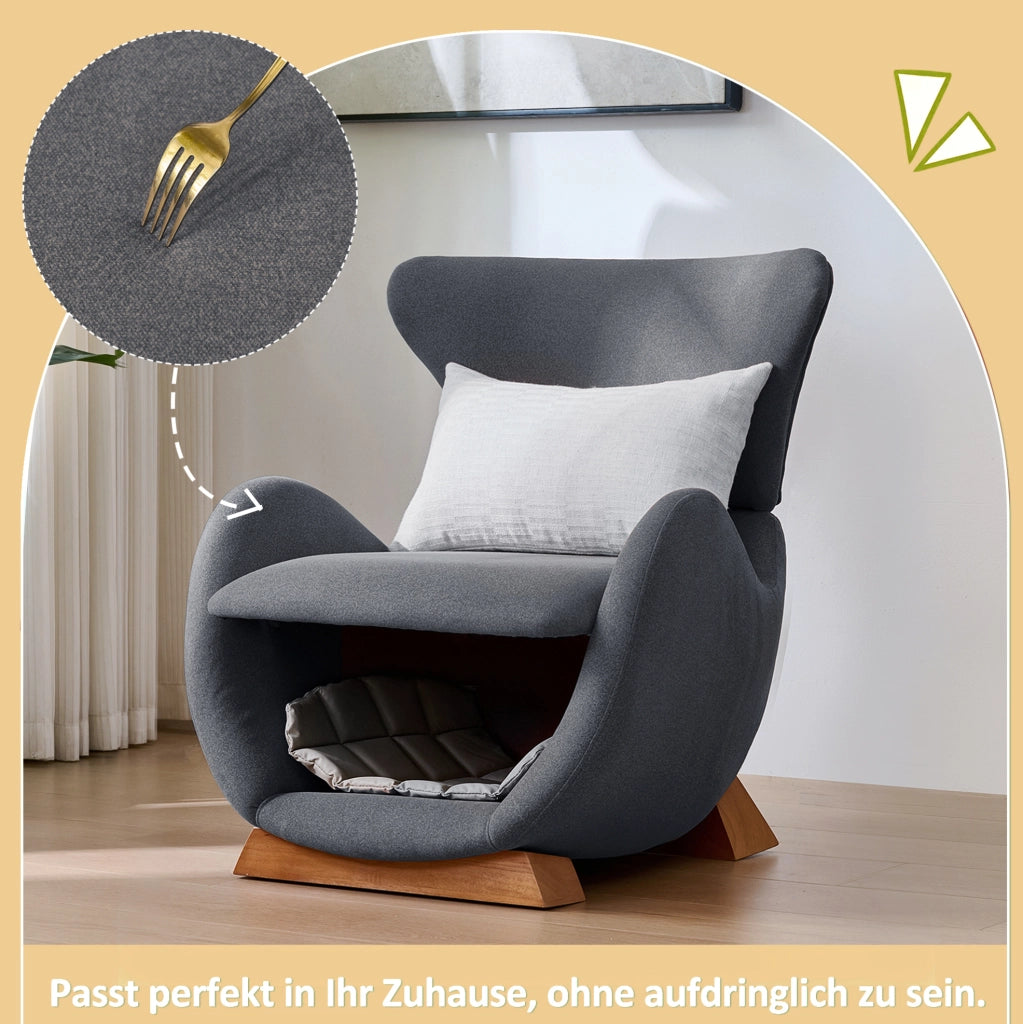 Poltrona lounge design in stile squalo balena con cuccia integrata; 66x69x76 cm; grigio