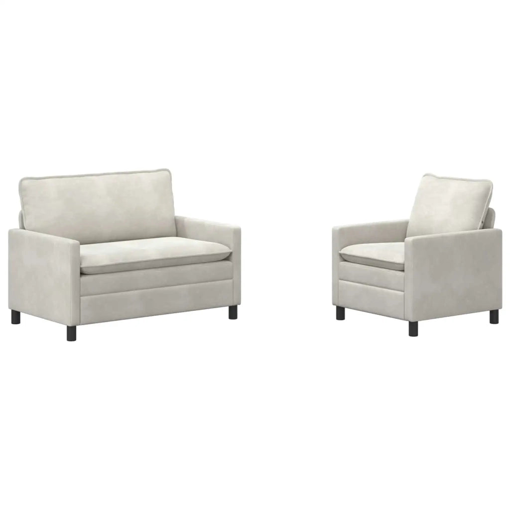 Set di divani 2 pz Crema Velluto 3417032