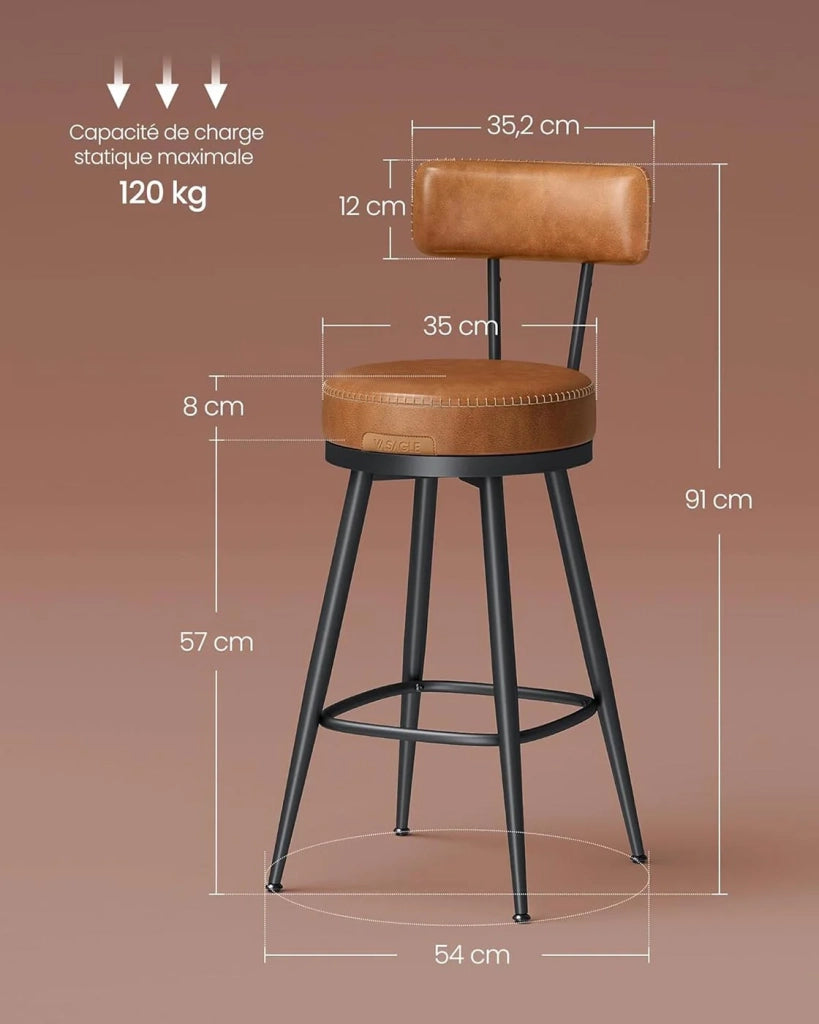 Set di 4 sgabelli da bar sedie da cucina con seduta imbottita design in PU con cuciture in stile moderno di metà secolo per cucina o bar marrone 12_0005372