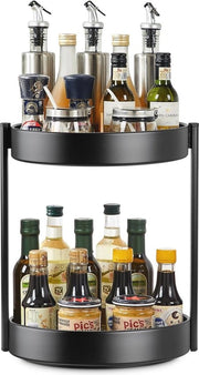 Organizzatore a 2 Livelli per Cucina - 25,8 cm - Nero - Ideale per Frigorifero, Bagno e Sala da Pranzo