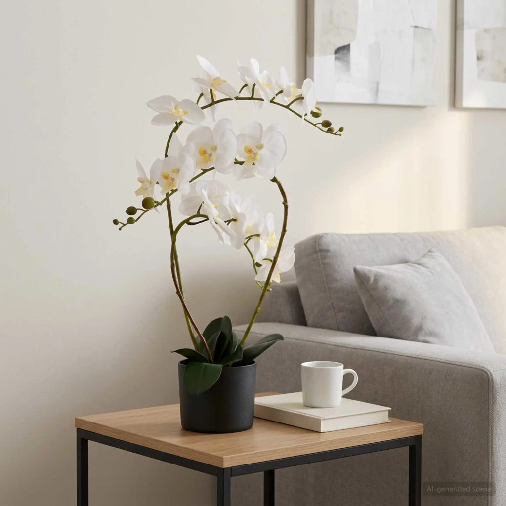 Pianta di Orchidea Artificiale con Vaso Bianco 45 x 15 x 65 cm 42042079
