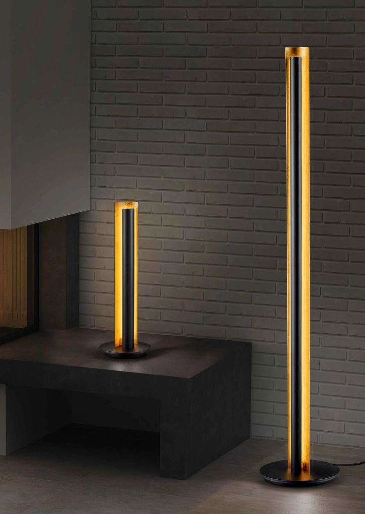Piantana LED a colonna, metallo, nero e oro, H 142 cm, Texel