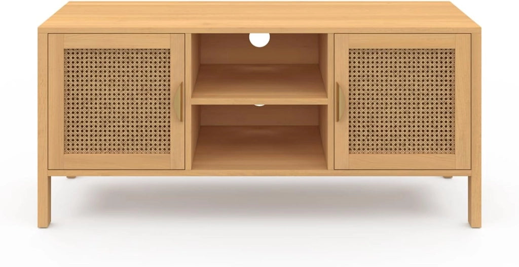 Mueble TV EDHEN 2 puertas con mimbre 110 cm