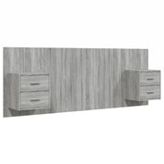 Testiera | Testata Letto con Comodini in Legno Multistrato Grigio Sonoma