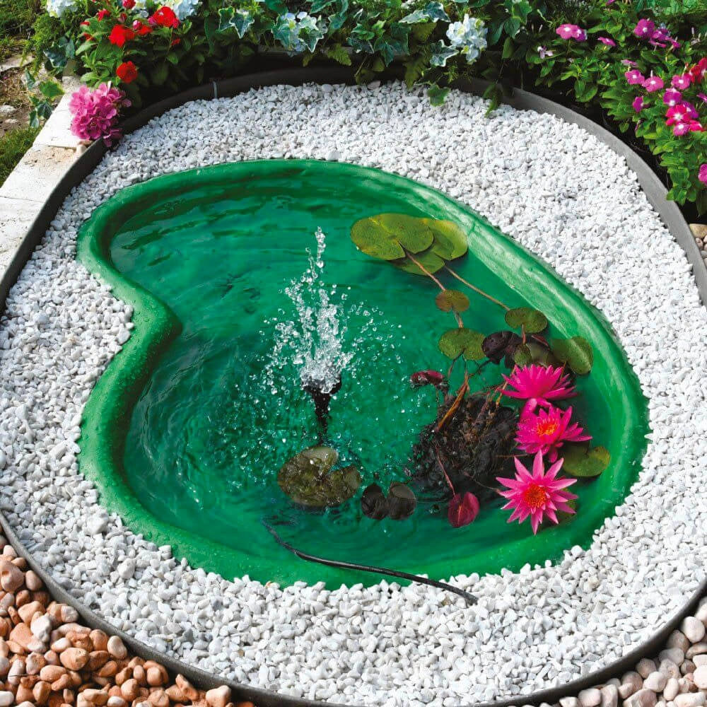 Kit Laghetto Artificiale + Pompa Filtro da Giardino 110x78x28 cm in Polietilene 90 Litri Verde