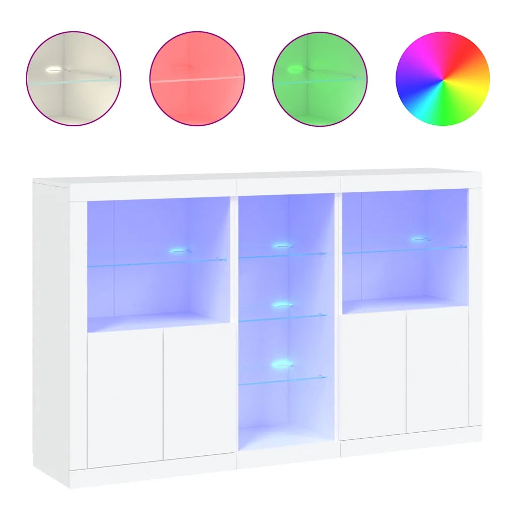 Credenza | Madia | Buffet da pranzo | Armadio da pranzo con Luci LED Bianca 162x37x100 cm