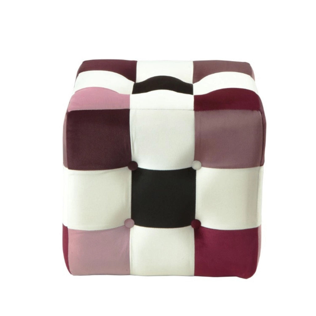 Pouf in velluto "Patchwork" - 42 x 42 x 42 cm - Multicolore