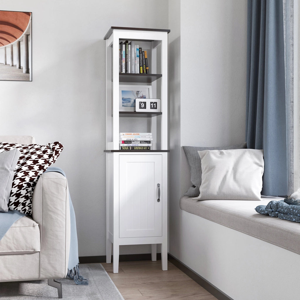 Mobile Bagno a Colonna 40x38x162,5 cm Salvaspazio con 3 Ripiani Aperti in MDF Bianco
