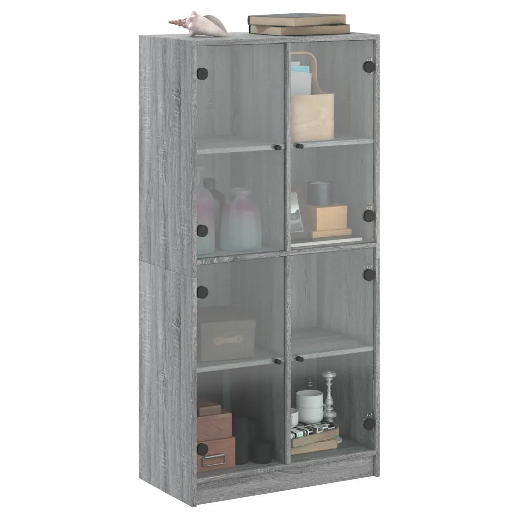 Credenza con Ante Grigio Sonoma 68x37x142 cm Legno Multistrato 116601