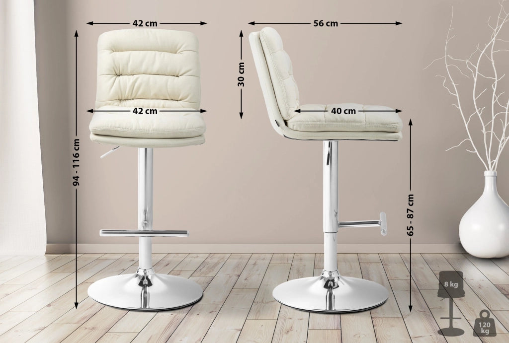 2er Set Barhocker Damar Stoff chrom