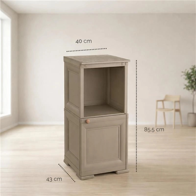 COMÒ COMODINO 2 MODULI TALPA 40X43X85,5 CM CON ANTA EFFETTO LEGNO E VANO A GIORNO – MOBILE CONTENITORE COMPATTO PER CAMERA DA LETTO