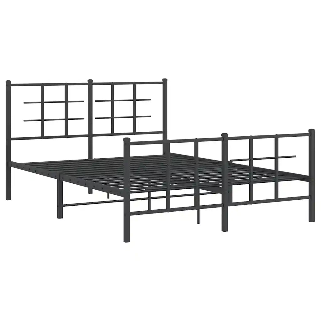 Letto matrimoniale | Letto per adulti | Giroletto con Testiera e Pediera Metallo Nero 140x190 cm