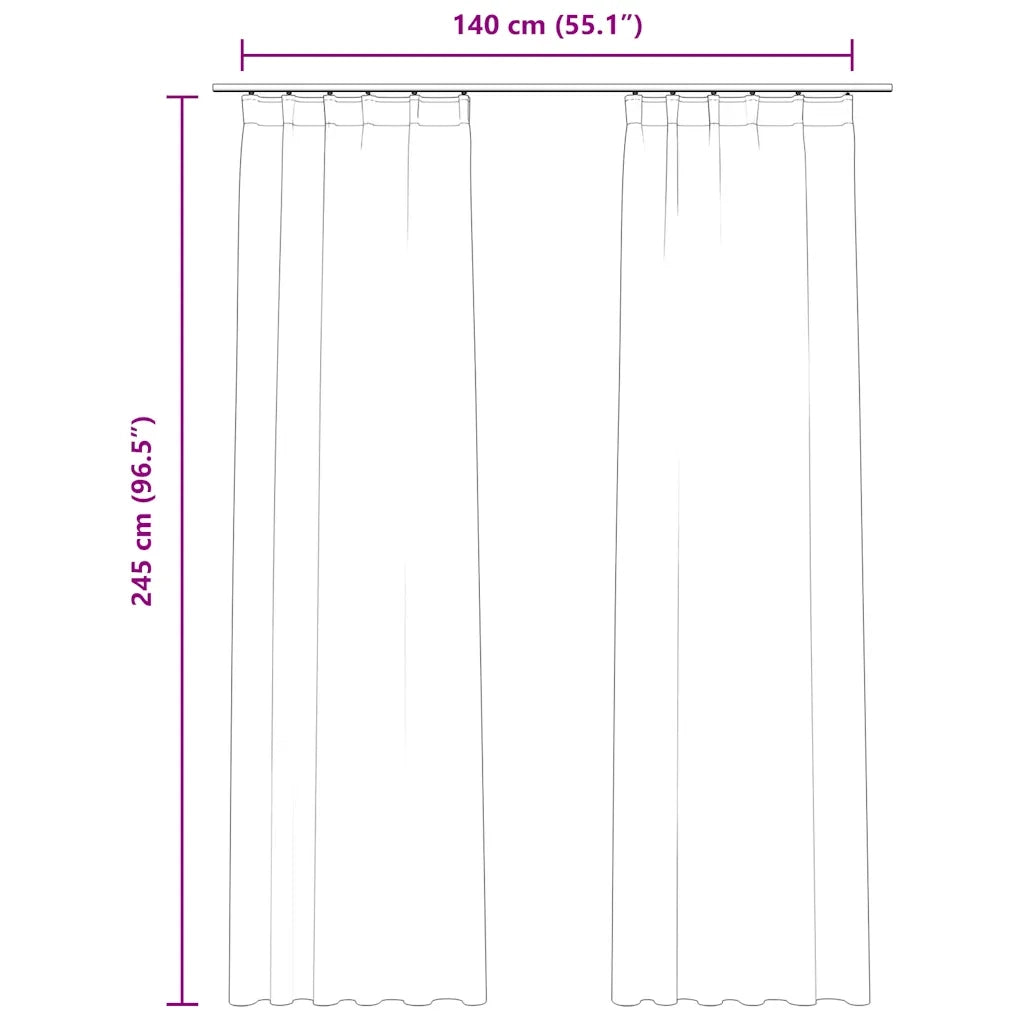 Tende Oscuranti con Ganci 2 pz Nere in Velluto 140x245 cm 134494