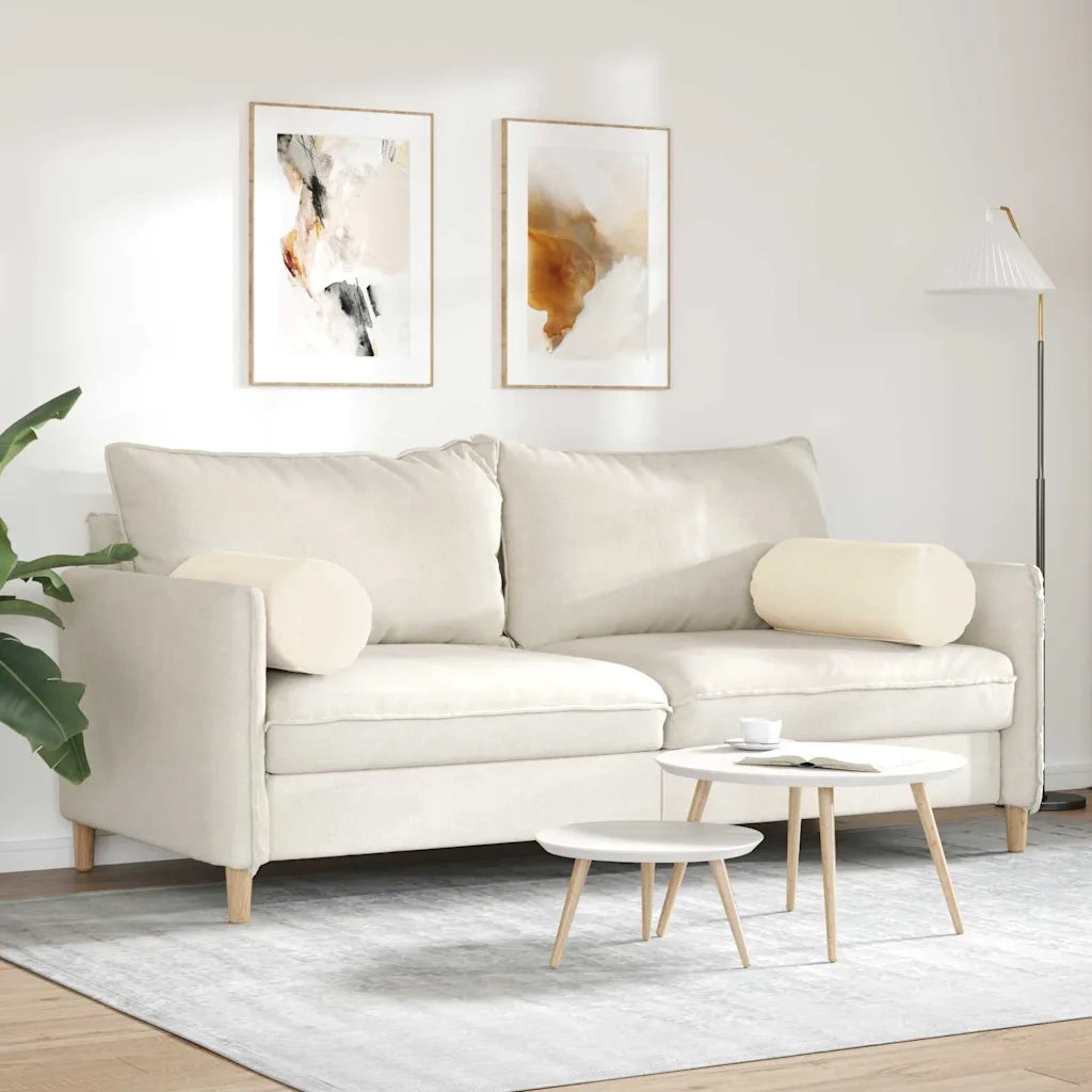 Cuscini a rullo 2 pcs Crema Ø 25 x 70 cm Tessuto in Cords
