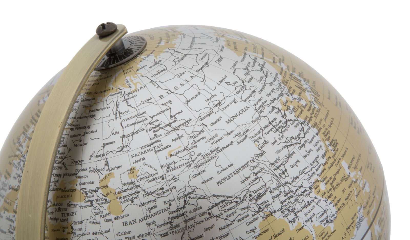 Mappamondo Arancione Ø20x28 cm Metallo e Plastica Oro Ruggine e Argento