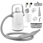 Pulitore a vapore multiuso con 10 accessori serbatoio da 300 ml e tubo flessibile, Macchina a vapore Grigio-Elettrodomestici pulizia