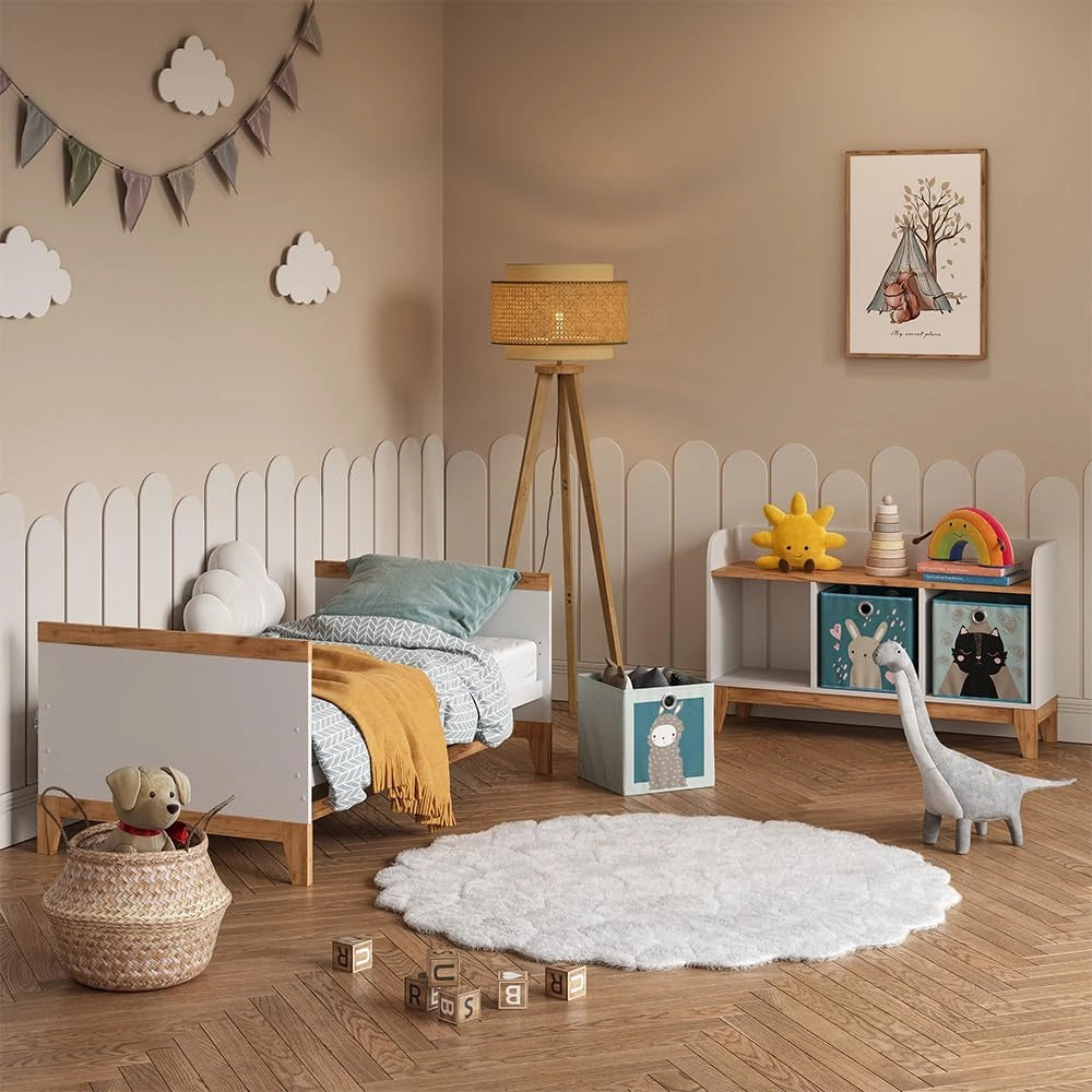 Panca per bambini Malia, Bianco/Artisan, 107.2 x 63.8 cm, adatto come seduta e superficie d’appoggio per bambini