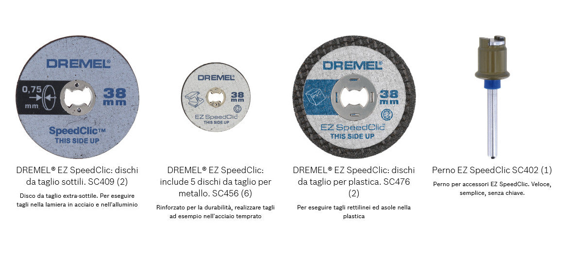 Dischi da Taglio Dremel in set da 10 pz con Perno EZ SpeedClic SC960