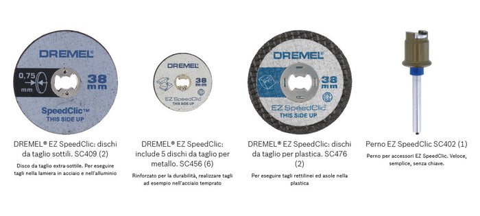 Dischi da Taglio Dremel in set da 10 pz con Perno EZ SpeedClic SC960
