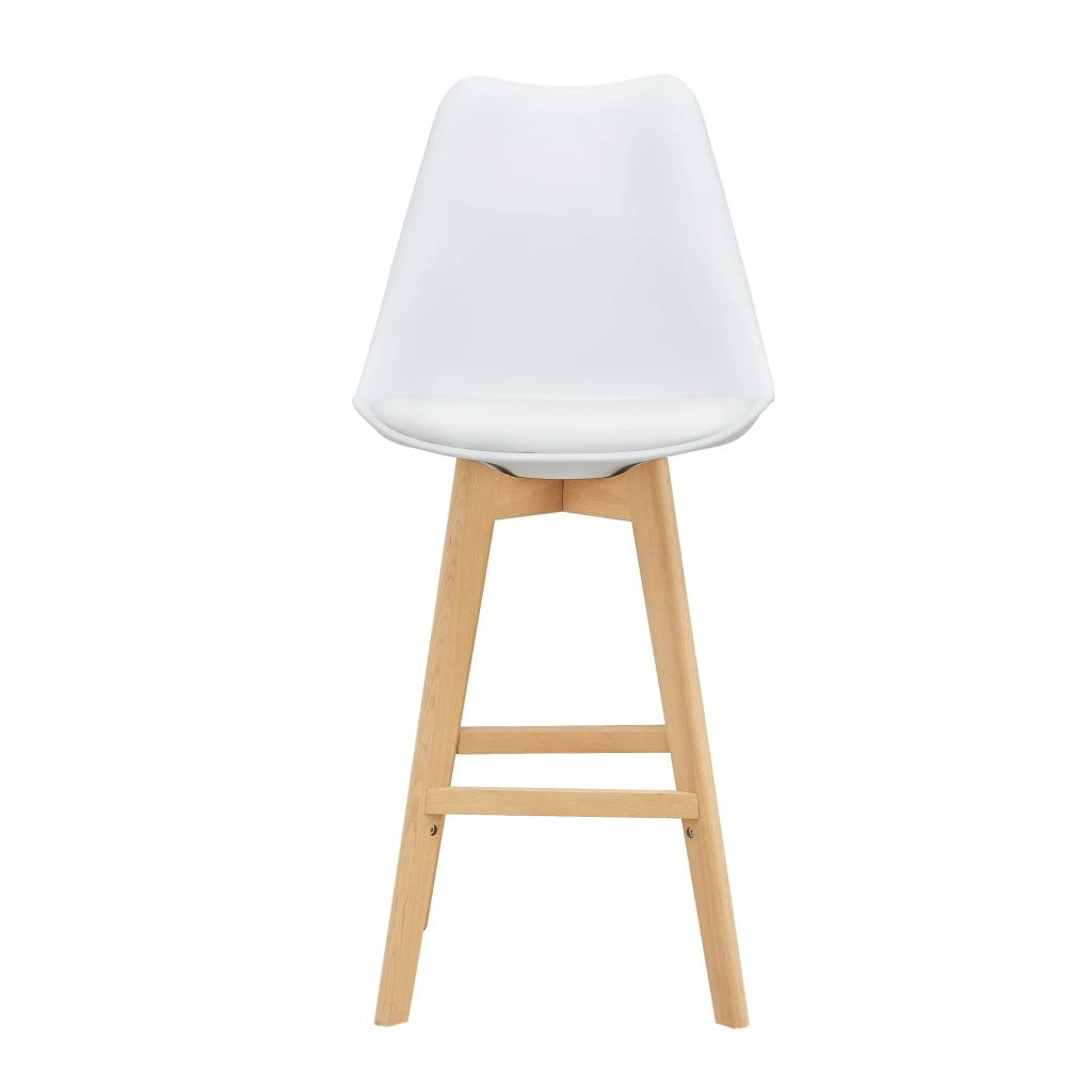 Set di 4 sgabelli da bar in plastica sintetica finitura faggio 105 x 48 x 58 cm bianco 03_0008716
