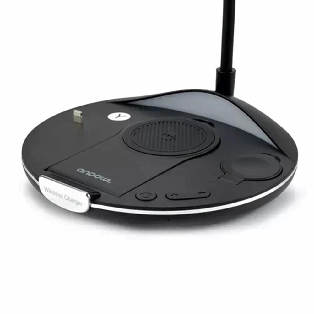 Trade Shop - Lampada Pieghevole Da Scrivania Luce A Led 5 In 1 Con Base Ricarica Wireless Q-cd506 -