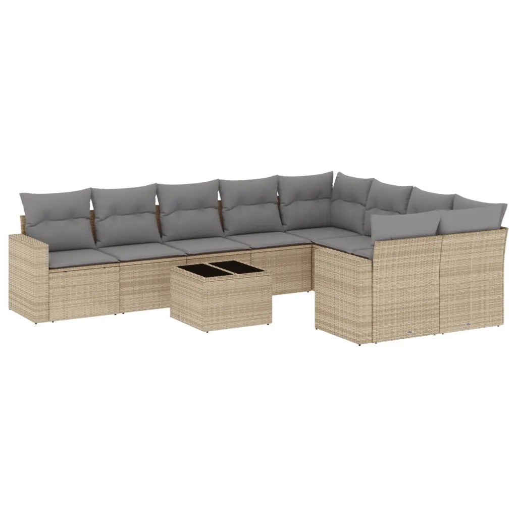 Set Divano da Giardino 10 pz con Cuscini Beige in Polyrattancod mxl 116680