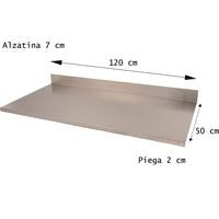 Tagliere Spianatoia per Alimenti Professionale con Alzatina 120x50 AISI 304