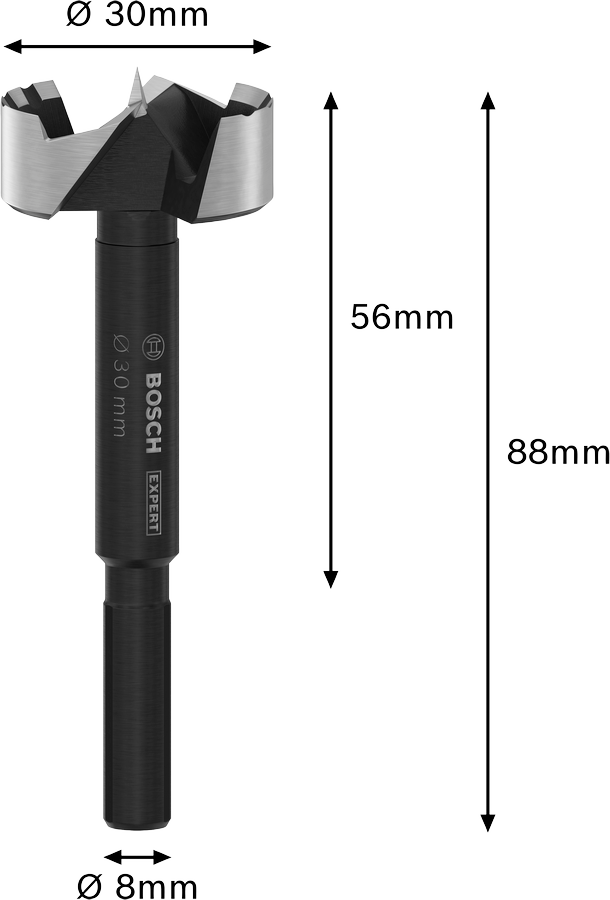 Bosch Forstner EXPERT Wood – Punta per legno 30 mm con tecnologia Bosch Tip per fori puliti