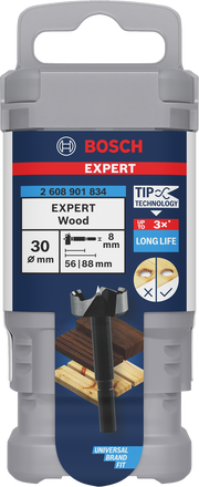 Bosch Forstner EXPERT Wood – Punta per legno 30 mm con tecnologia Bosch Tip per fori puliti