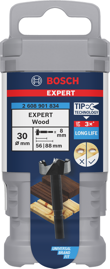 Bosch Forstner EXPERT Wood – Punta per legno 30 mm con tecnologia Bosch Tip per fori puliti