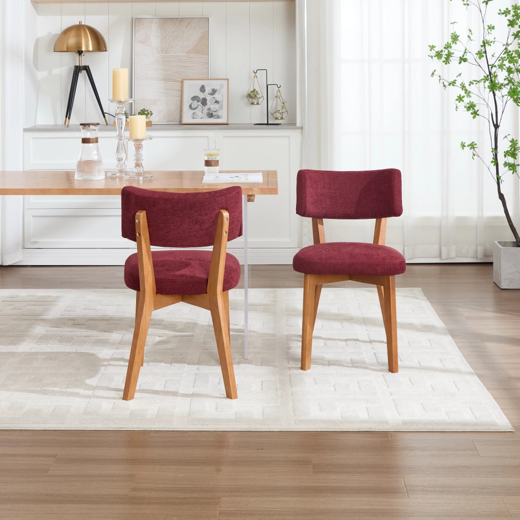 Sedie da Pranzo Set 2 Pezzi ¨C Xylo ¨C Tessuto Imbottite Gambe Legno Massello