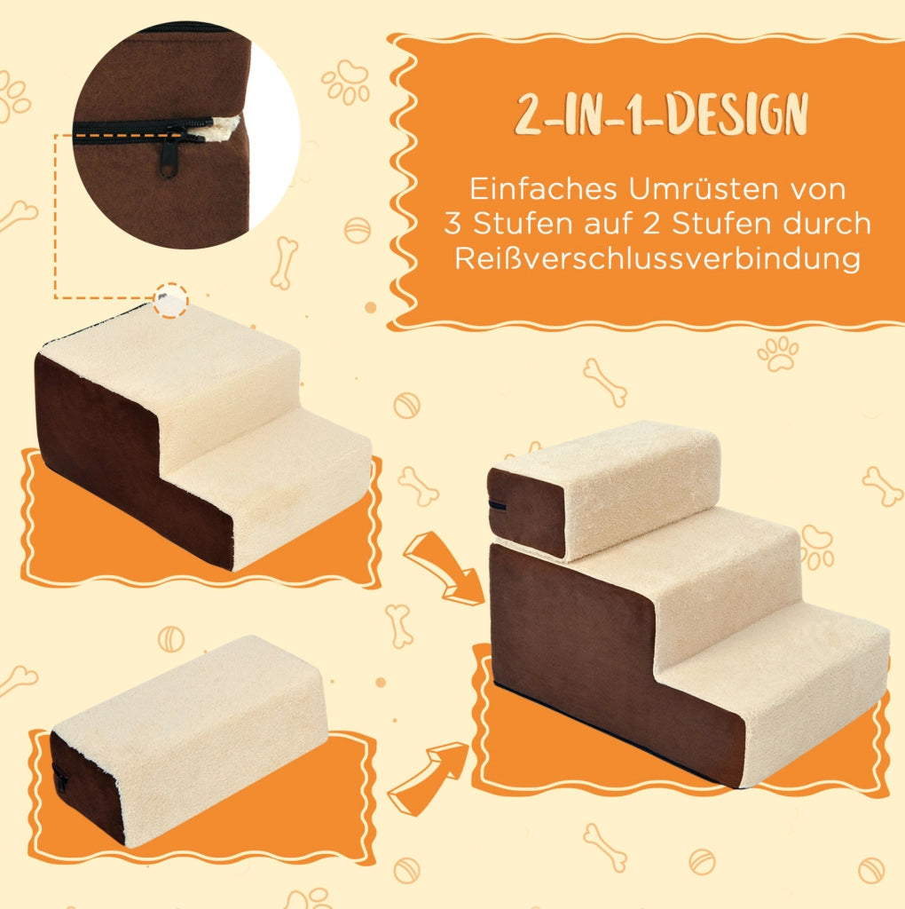 Scala per animali a 3 gradini in beige
