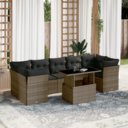 Set Divano da Giardino 8 pz con Cuscini Grigio in Polyrattan