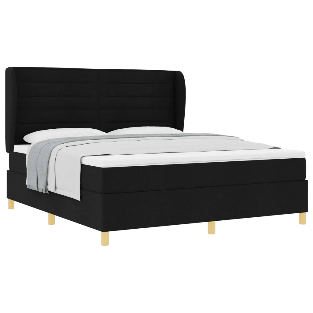 Letto a molle con testiera Nero 200 x 180 cm Tessuto