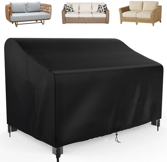 Cuscino esterno per banco, 210D Impermeabile 4 posti divano copertura con aperture di ventilazione, copertura impermeabile per divani esterni, 74L x 26B x 35H pollici - nero - 190x66x89cm