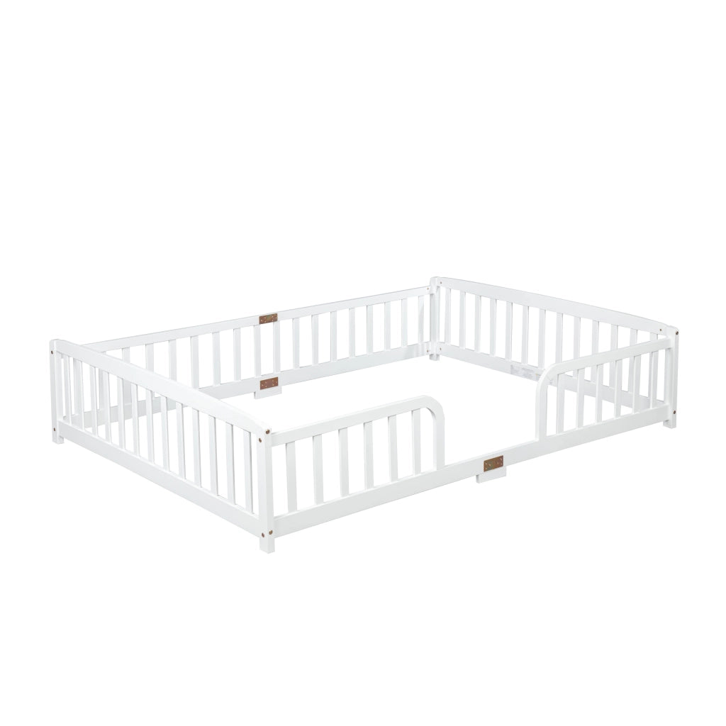 Lettino per bambini 140 x 200 cm, con spondine di sicurezza, senza piastra di base, bianco