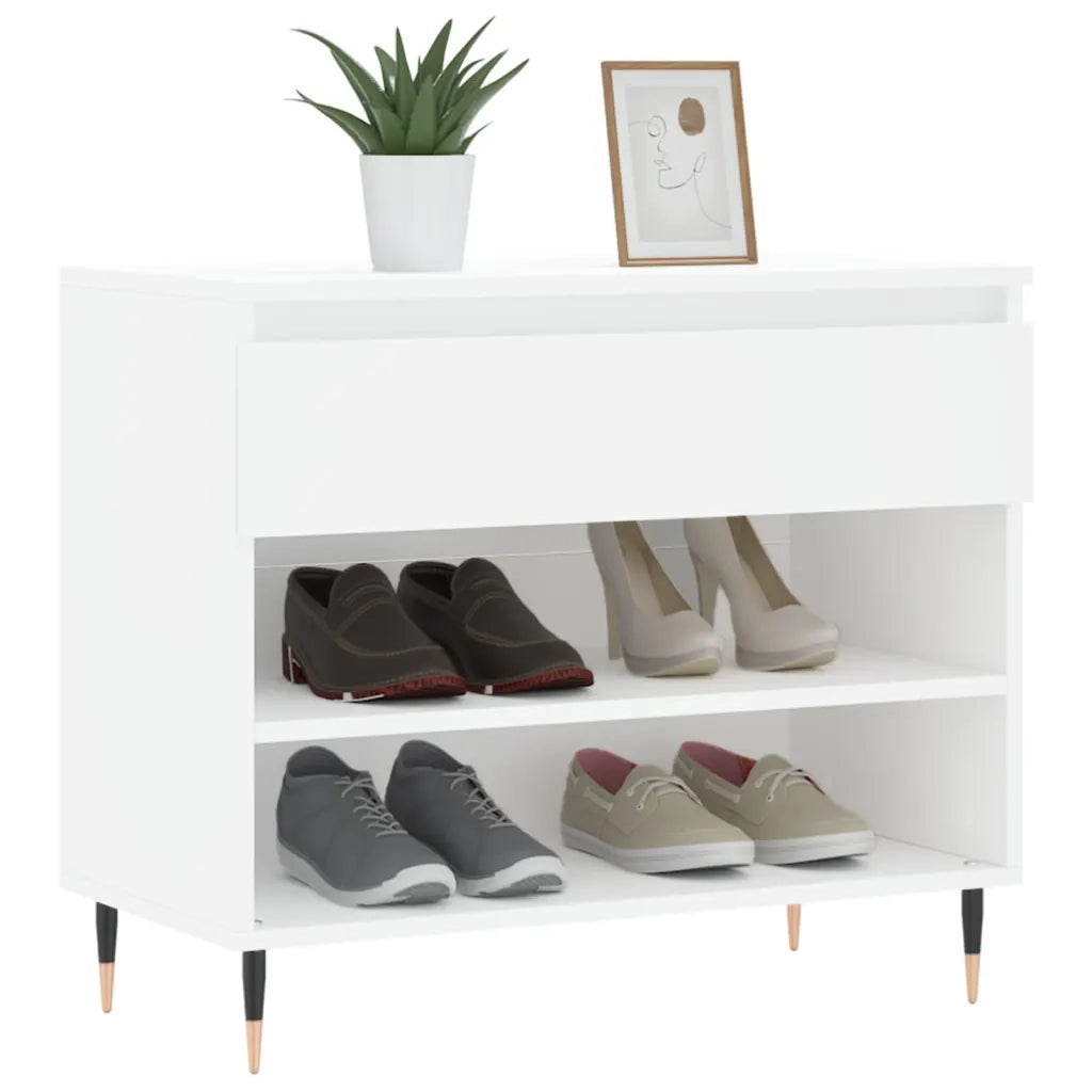Scarpiera-Scaffale per scarpe Bianca 70x36x60 cm in Legno Multistrato 778720