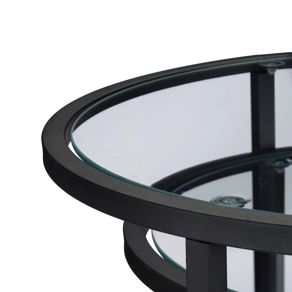 Set di 2 tavolini bassi laterali in vetro nero impilabili 13_0002660