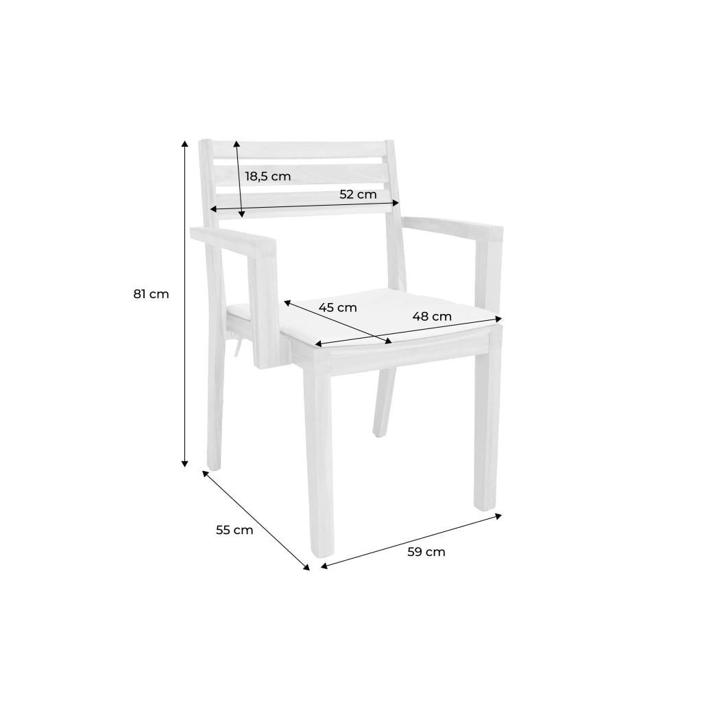 Set di 4 poltrone da giardino in legno di acacia con cuscino, beige