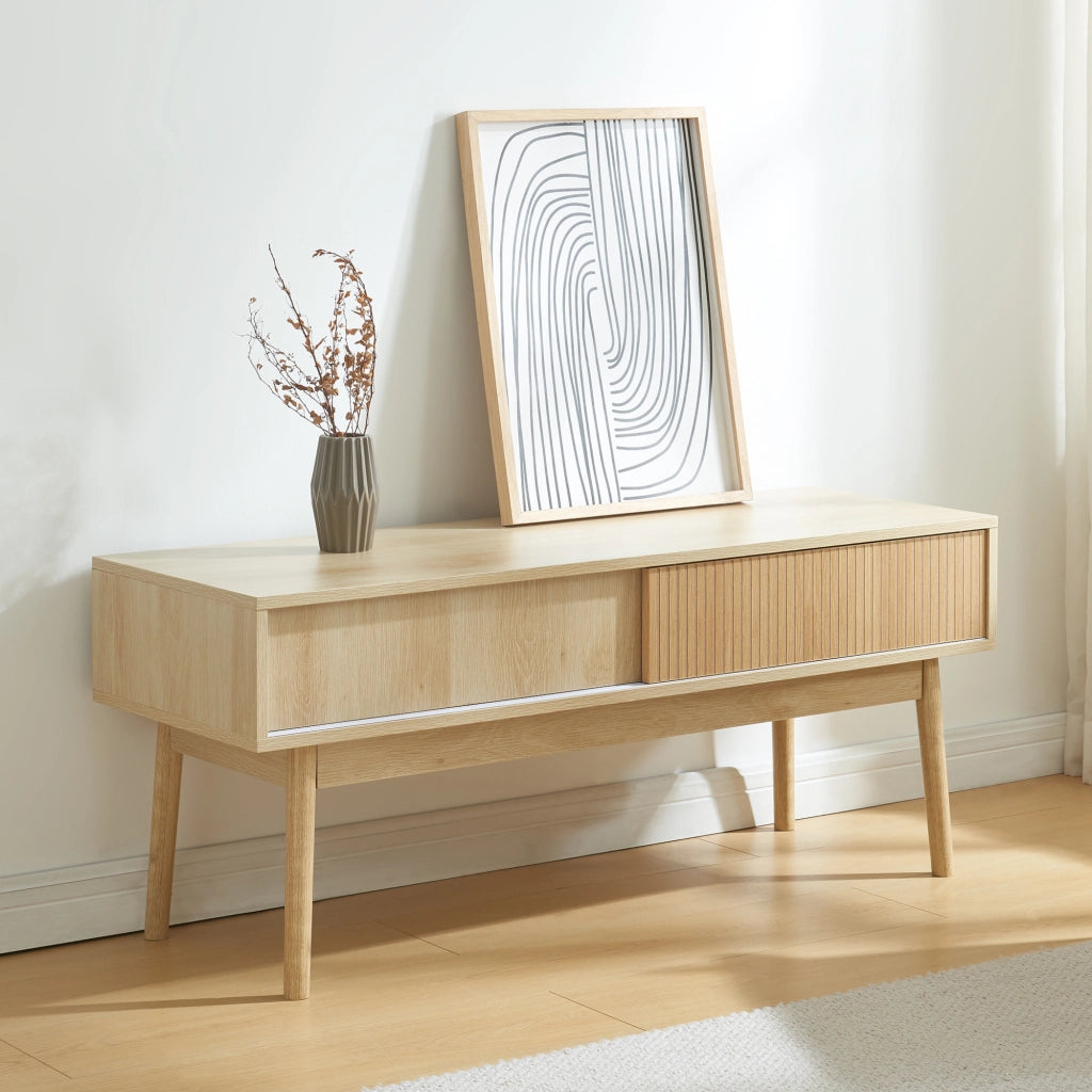 Mobile TV Landskrona con Ante Scorrevoli 115x40x48 cm Effetto Rovere [en.casa]