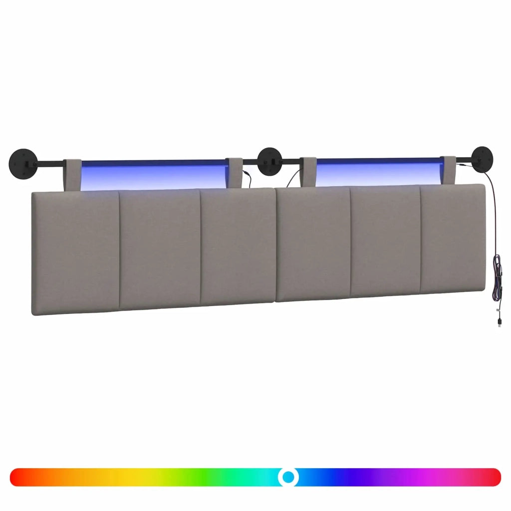 Testiera sospesa Con luce LED Tortora Tessuto